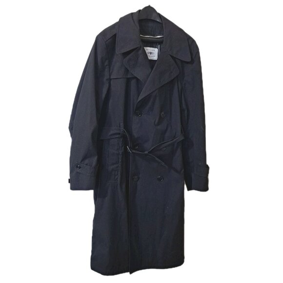 American Apparel DPSC Men's 42S All Weather Army Black Trench Coat Zip Lining - Picture 1 of 14